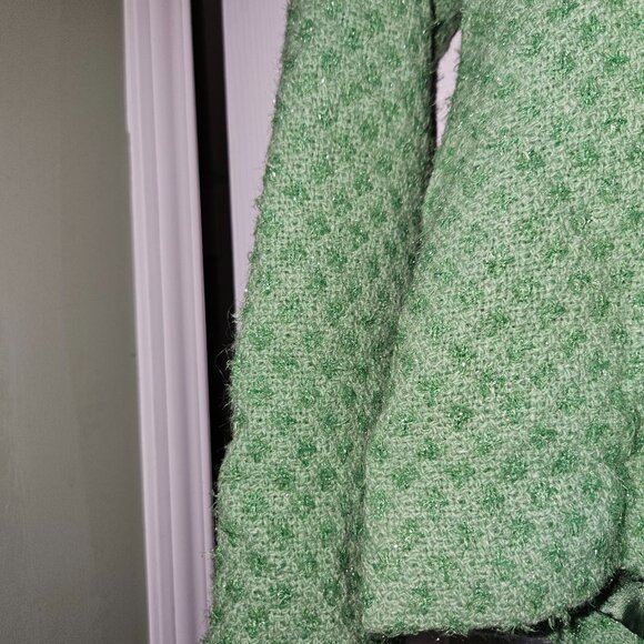 Marciano S/P Wool Blend Green Metallic Tweed Blazer Jacket - Picture 13 of 15